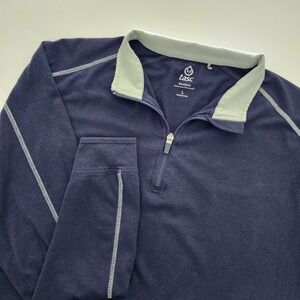 TASC Bamboo blue 1/4 zip gray trim pullover light weight shirt mens size L‎
